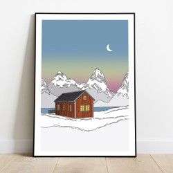 Plakát Norsko Tromso horská chata