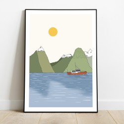 Plakát Nový Zéland Milford Sound fjord