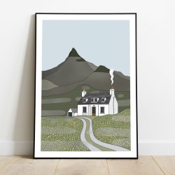 Plakát Skotsko Isle of Skye chata