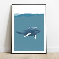 Plakát velryba Keporkak s mládětem