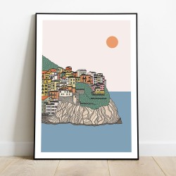 Plakát Itálie Cinque Terre panorama